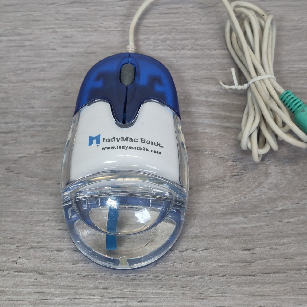 Aqua D168 Liquid Filled Computer Mouse Floating M Blue Retro PC IndyMac Bank CA